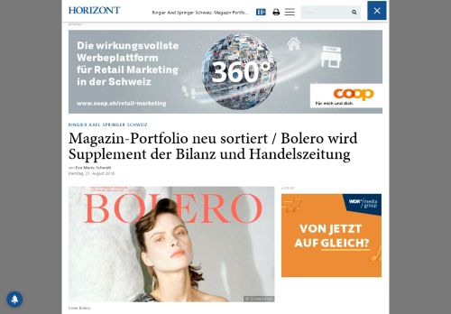 
                            13. Ringier Axel Springer Schweiz: Magazin-Portfolio neu sortiert / Bolero ...