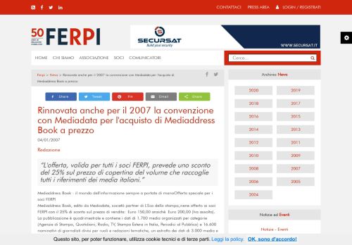 
                            5. Rinnovata anche per il 2007 la convenzione con Mediadata per l ...