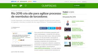 
                            3. Rio 2016 cria site para agilizar processo de reembolso de torcedores