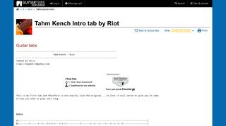 
                            10. RIOT: Tahm Kench Intro Guitar tabs | Guitar Tabs Explorer