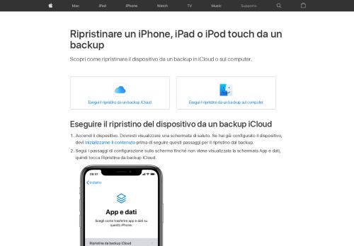 
                            1. Ripristinare un iPhone, iPad o iPod touch da un backup - Supporto ...