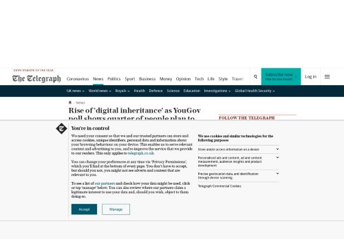 
                            13. Rise of 'digital inheritance' as YouGov poll shows quarter of people ...