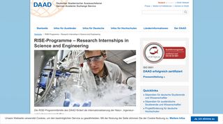 
                            12. RISE-Programme – Research Internships in Science and ... - DAAD