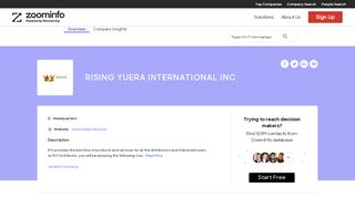 
                            6. RISING YUERA INTERNATIONAL INC | ZoomInfo.com