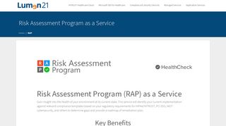 
                            11. Risk Assessment Program (RAP) as a Service - Lumen21