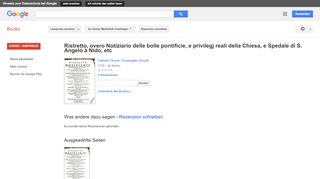 
                            12. Ristretto, overo Notiziario delle bolle pontificie, e privilegj ... - Google Books-Ergebnisseite