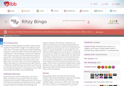 
                            6. Ritzy Bingo - BLACKLISTED - Latest Bingo Bonuses