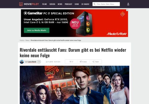 
                            5. Riverdale enttäuscht Fans: Darum gibt es bei Netflix wieder keine ...