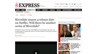 
                            8. Riverdale season 4 release date Netflix: Will there be another series ...