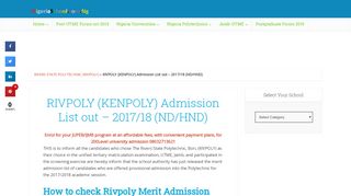 
                            9. RIVPOLY (KENPOLY) Admission List out - 2017/18 (ND/HND)