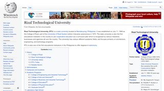 
                            12. Rizal Technological University - Wikipedia