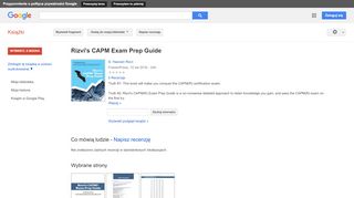 
                            10. Rizvi's CAPM Exam Prep Guide