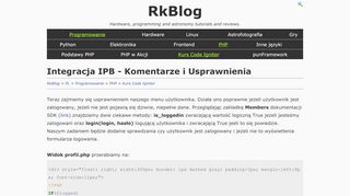 
                            13. RkBlog :: Integracja IPB - Komentarze i Usprawnienia