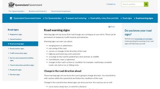 
                            10. Road warning signs | Transport and motoring | Queensland Government