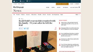 
                            12. Roald Dahl's war medals reunited with his family - 73 years after he ...