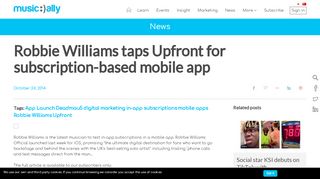 
                            5. Robbie Williams taps Upfront for subscription-based mobile app ...