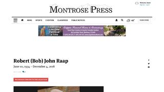 
                            12. Robert (Bob) John Raap | Obituaries | montrosepress.com