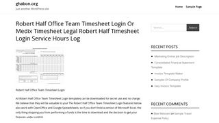 
                            12. Robert Half Office Team Timesheet Login or Medix Timesheet Legal ...