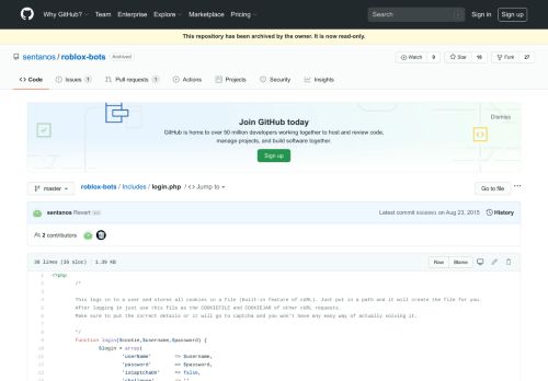 
                            1. roblox-bots/login.php at master · sentanos/roblox-bots · GitHub