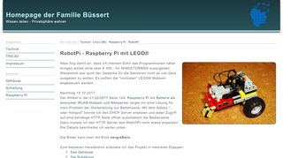 
                            10. RobotPi - Raspberry Pi mit LEGO - Homepage der Familie Büssert