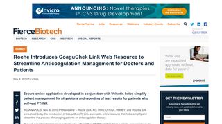 
                            13. Roche Introduces CoaguChek Link Web Resource to Streamline ...