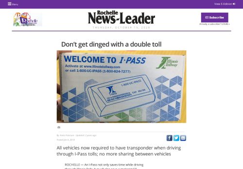 
                            11. Rochelle News-Leader | Don't get dinged with a double toll