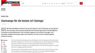 
                            5. Rocket Club: Startrampe für die besten IoT-Startups - computerwoche.de