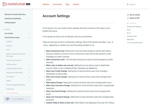 
                            6. Rocket.Chat Documentation - Account Settings