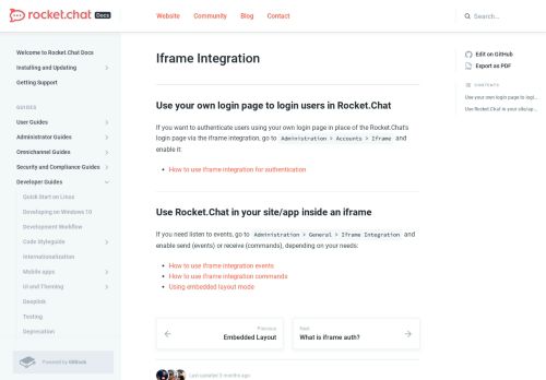 
                            11. Rocket.Chat Documentation - Iframe Integration