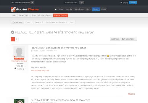 
                            3. RocketTheme - TOPIC: PLEASE HELP! Blank website after move to new ...