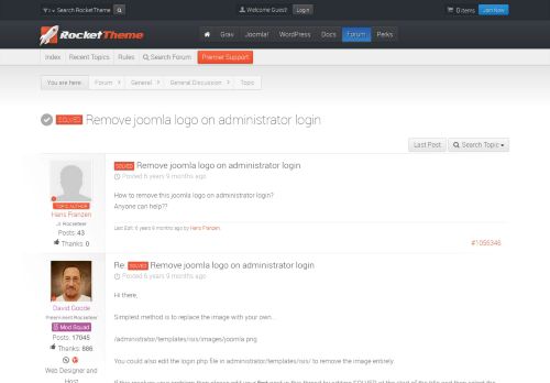 
                            13. RocketTheme - TOPIC: [SOLVED] Remove joomla logo on administrator ...