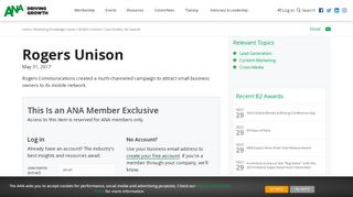 
                            13. Rogers Unison | B2 Awards | Case Studies | All MKC Content | ANA