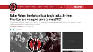 
                            12. Roker Riches: Sunderland face tough task at in-form Charlton; are we ...
