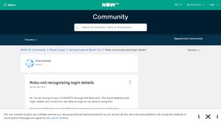 
                            6. Roku not recognising login details - NOW TV Community
