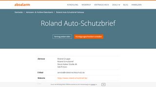 
                            2. Roland Schutzbrief Adresse, Telefonnumer und Fax - Aboalarm