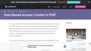 
                            13. Role Based Access Control in PHP — SitePoint
