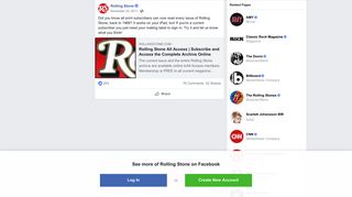 
                            12. Rolling Stone - Did you know all print subscribers can now... | Facebook