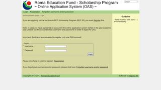 
                            1. Roma Education Fund - Scholarship Program - Login screen