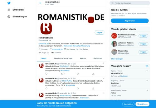 
                            8. romanistik.de (@romanistik_de) | Twitter