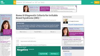 
                            11. Rome III Diagnostic Criteria for Irritable Bowel Syndrome (IBS) - MDCalc