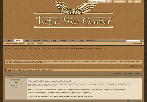 
                            13. Rome: Total War does not start on Windows 10 - Total War Center