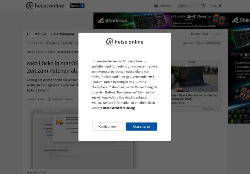 
                            4. root-Lücke in macOS: Apple hatte wohl mehr Zeit zum Patchen als ...
