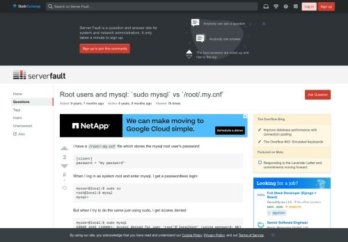 
                            9. Root users and mysql: `sudo mysql` vs `/root/.my.cnf` - Server Fault