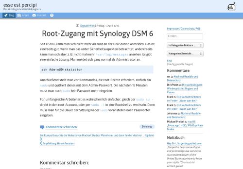 
                            7. Root-Zugang mit Synology DSM 6 | esse est percipi