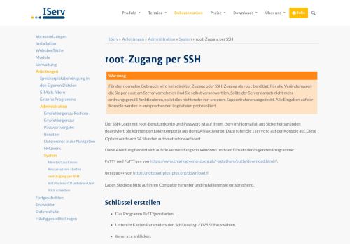 
                            6. root-Zugang per SSH - System - Administration - Anleitungen - IServ ...