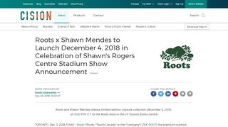 
                            8. Roots x Shawn Mendes to Launch December 4 ... - Canada Newswire