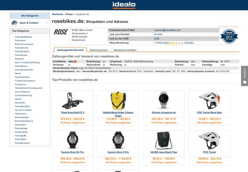 
                            10. rosebikes.de Online-Shop aus Bocholt: Daten, Bewertungen und ...