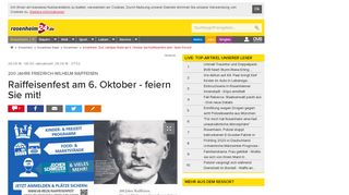 
                            10. Rosenheim: Zum Jubiläum findet am 6. Oktober das Raiffeisenfest ...
