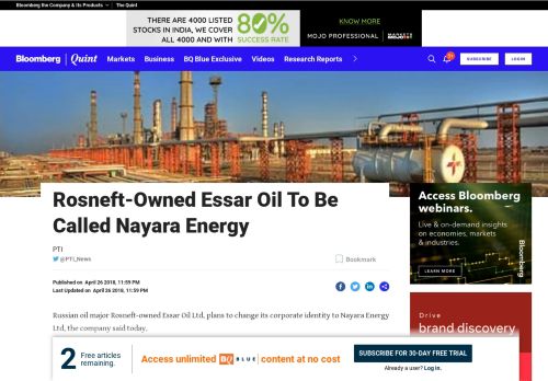 
                            9. Rosneft-Owned Essar Oil To Be Called Nayara Energy