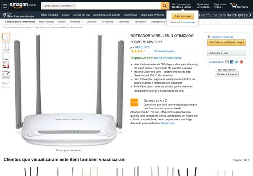 
                            13. Roteador Mercusys MW325R Wireless N 4 Antenas 300MBPS - Amazon